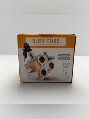 Busy Cube Montessori Educational Toy - Natural Wood & White